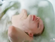 Bony Super Girl In Bubble Bath