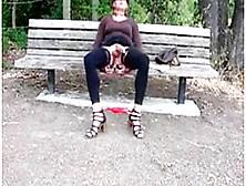 Lovely Crossdresser Jerks It On A Park Bench