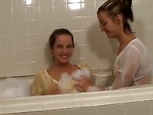 Hot Lesbians Making Out In Bathtub