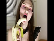 Gorgeous Chick Blowing Banana