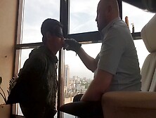 Dominant Russian Cop Asserts Control Over Military Boy Using Leather Gloves,  Harsh Slaps,  And Spitting