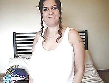 Enchanting Slut In A White Shirt And Black Panties Goes Down The Stairs And Into The Bathroom.