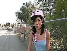 Skinny Pigtails Brunette Rushing Home For A Hardcore Tease
