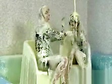 Wam Scene With Two Lesbos Showing Messy Legs