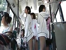 Delicious Oriental Lesbos Are Licking And Sniffing Every Other In A Bus,  In Front Of Other People