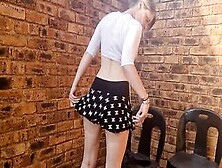 Bombshell Pale Bimbo Into Cotton Crop Top And Skirt,  Wetting Her Shirt And Having Fun With Her Breasts Outdoor Into The Garden