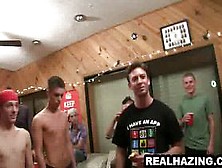 Three Frat Boys Sucking Some Cock After Losing Beer Pon