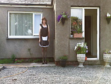 Sissy Maid Neil In His Maids Uniform Outside His House