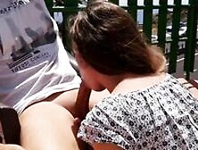 Incredible Blowjob In The Garden In Full View With Cum In Mouth