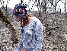 Sweater Girl Strips In The Forest And Shows Her Tits