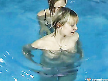 Lesbian Teens In The Pool