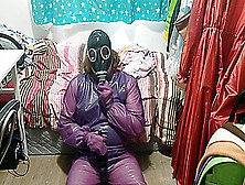 Latex Jelly Loose Purple Body Suit Over Swimsuit Gasmask Breathplay Vibrator
