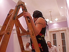 Claudia Ferrari And Thomas Stone Suck And Fuck On The Ladder