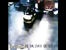 Worker Gets Sandwiched Between Two Fork Lifts