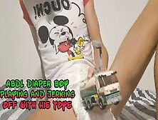 Abdl Diaper Boy Playing And Jerking Off With His Toys