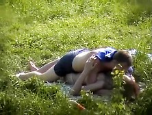 Lovers Making Love On The Grass Gets Secretely Taped