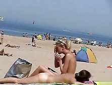 Sunny Day At The Public Beach With Two Nudist Girls