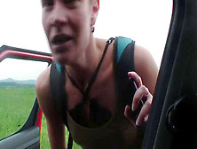 Youthfull Russian Hitchhiker Romps Stiff A Submissisie Driver In His Car