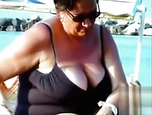 Large Saggy Breasts In Bikini Tops By The Pool