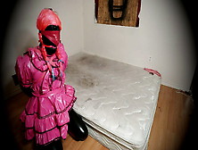 Sissy Maids Self Bondage Armbinder,  Gagged And Blindfolded In Chastity And Ballet Boots