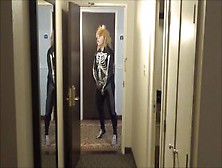Skeleton In Wetsuit Cums In Hall