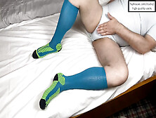 Inflatable Butt Plug,  Blue Knee- High- Compression Socks