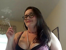 Plus-Size Smokes While While Deep Throating Cock Til He Finishes Off