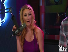Cute Girls At The Microphone Show Off Their Tits
