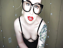 Office Joi: Hot Young Tattooed Babe In Eyeglasses On Webcam