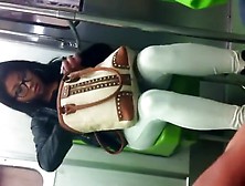 Asian Girl's Thick Butt In White Tights