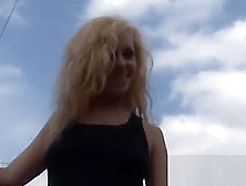 Petite Blonde Teases In Public Areas