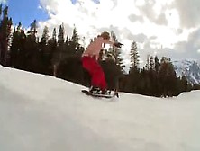 Four Naked Girls Snowboarding