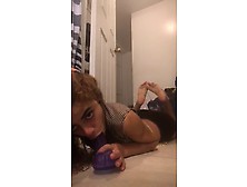 Melany Is Sucking A Dildo Showing The Soles