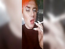 Transvestite Sonyastar Smokes,  Lengthy Nails,  Red Hair