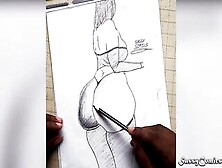 Long Butt African Cougar Wearing G-String || Comic Drawing