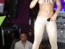 Singer Wearing See Through Clothes Dances