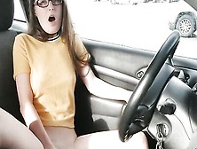 Amateur Nerdy Teen Toys Her Itching Cunny On A Public Parking Lot