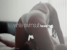 White Cute Swimsuit Facesitting