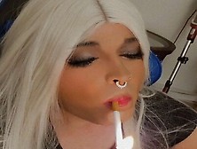 Smoking Sissy Crossdresser