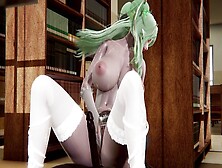 Asian Faerie With Green Hair Gets Blacked On A Fake Penis Table - Titty Fuck And Handjob - Cowgirl Style - In A Public Library