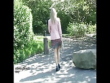 Blonde Teases Walks In Sexy High Heels