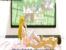 Hentai Blonde In Stockings Satisfies Her Man