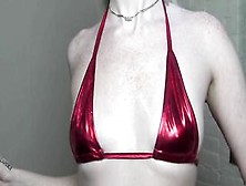 Joi Shiny Red Bikini Tease