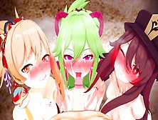 Enjoying Sex With Hu Tao,  Kuki Shinobu And Yoimiya