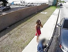 Pretty Brunette Babe Sucks Off Tow Truck Drivers Cock