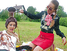 Picnic Turns Into A Dirty Food Fight With Two Sexy European Sluts