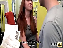 Redhead Teen Gets Hard Training In Gym & Sucks For Cash In Pov