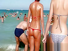 Teens On The Public Beach Topless Showing Naked Firm Breasts!