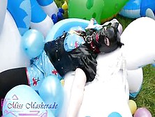 Miss Maskerade Rubber Doll Playing And Pop Balloon - Looner Fetish In Full Latex 01