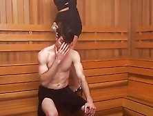 Bulky Ladyboy Dominates And Bangs A Dude In The Sauna